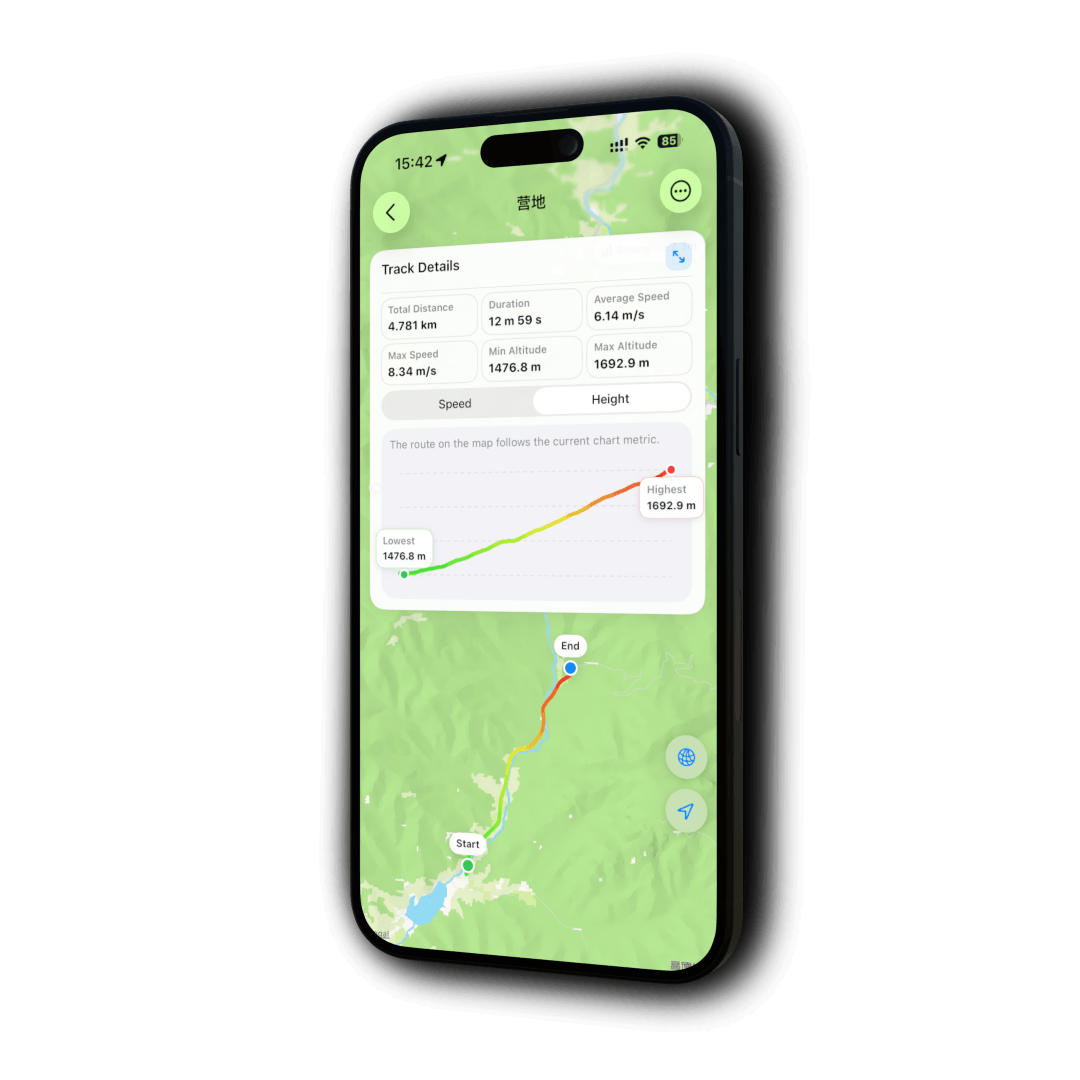 GPS 工具箱轨迹详情界面